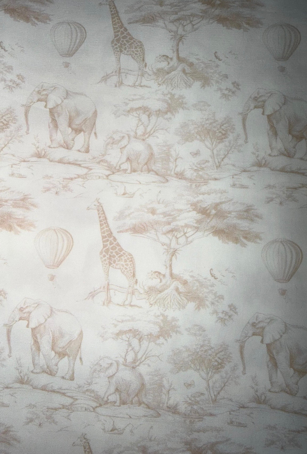 Vintage Safari Baby Set Onesie & Bib 3 Colours Soft Blue Toile Print with Elephants, Giraffes, Hot Air Balloons