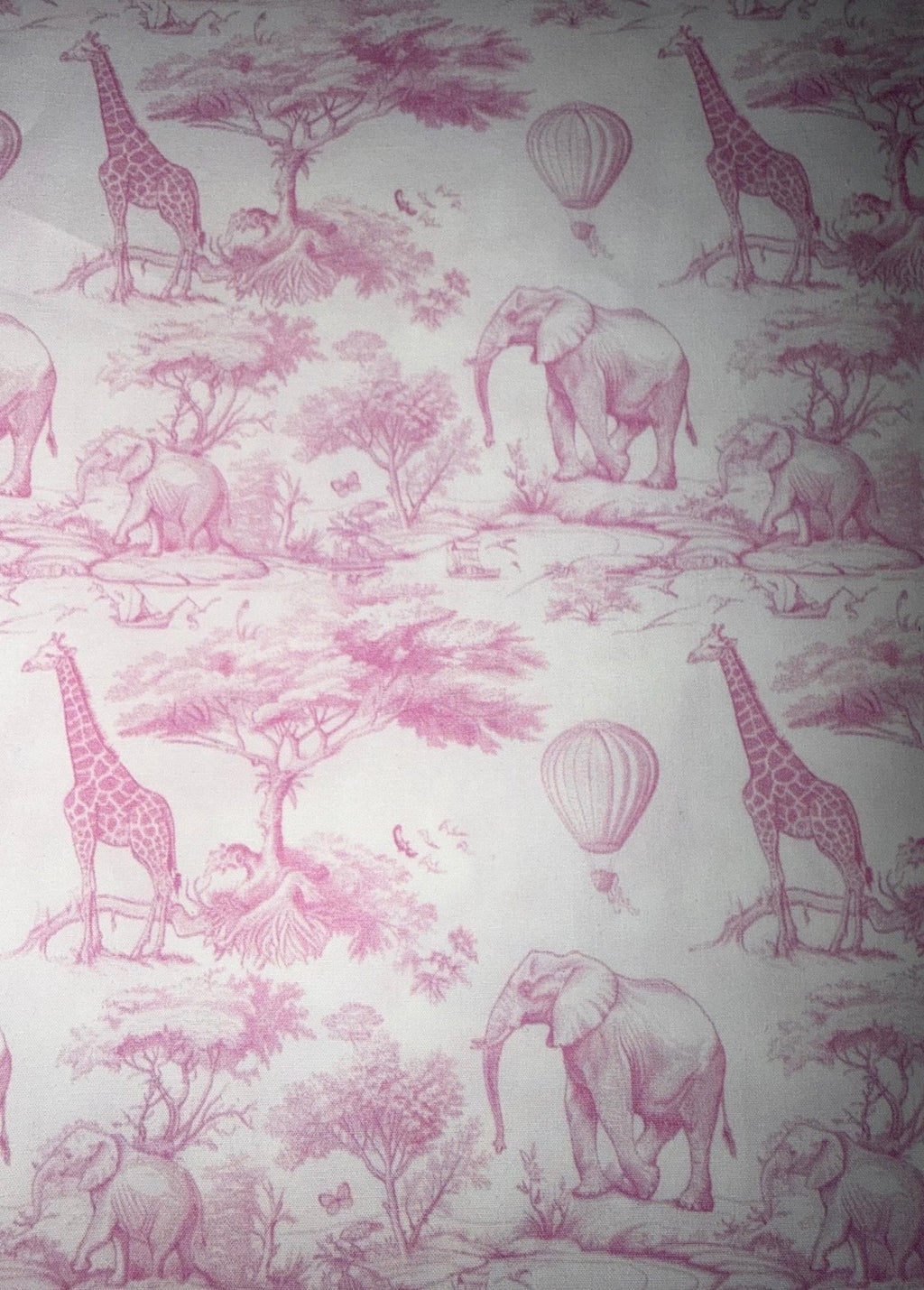 Vintage Safari Baby Set Onesie & Bib 3 Colours Soft Blue Toile Print with Elephants, Giraffes, Hot Air Balloons