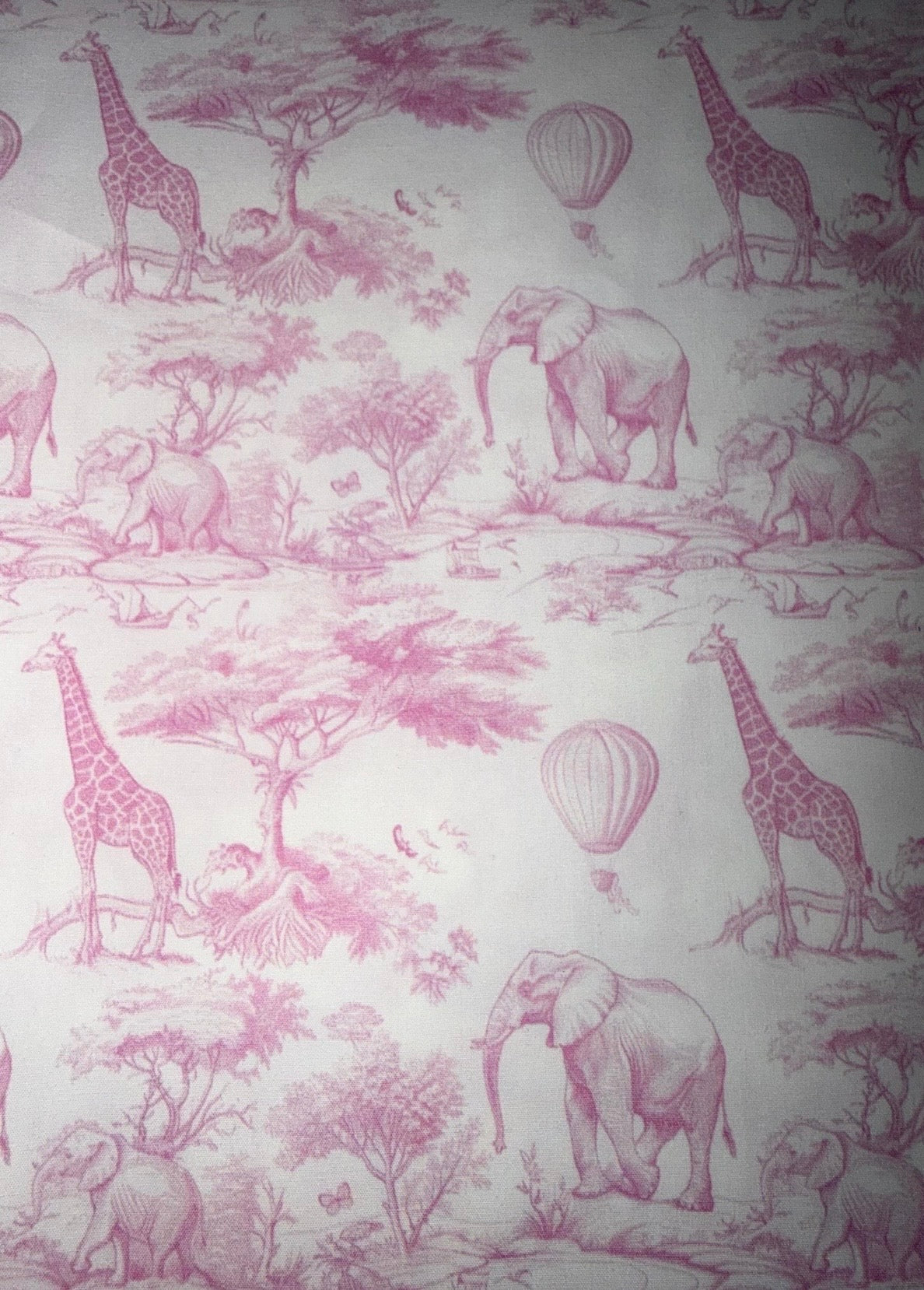 Vintage Safari Baby Set Onesie & Bib 3 Colours Soft Blue Toile Print with Elephants, Giraffes, Hot Air Balloons
